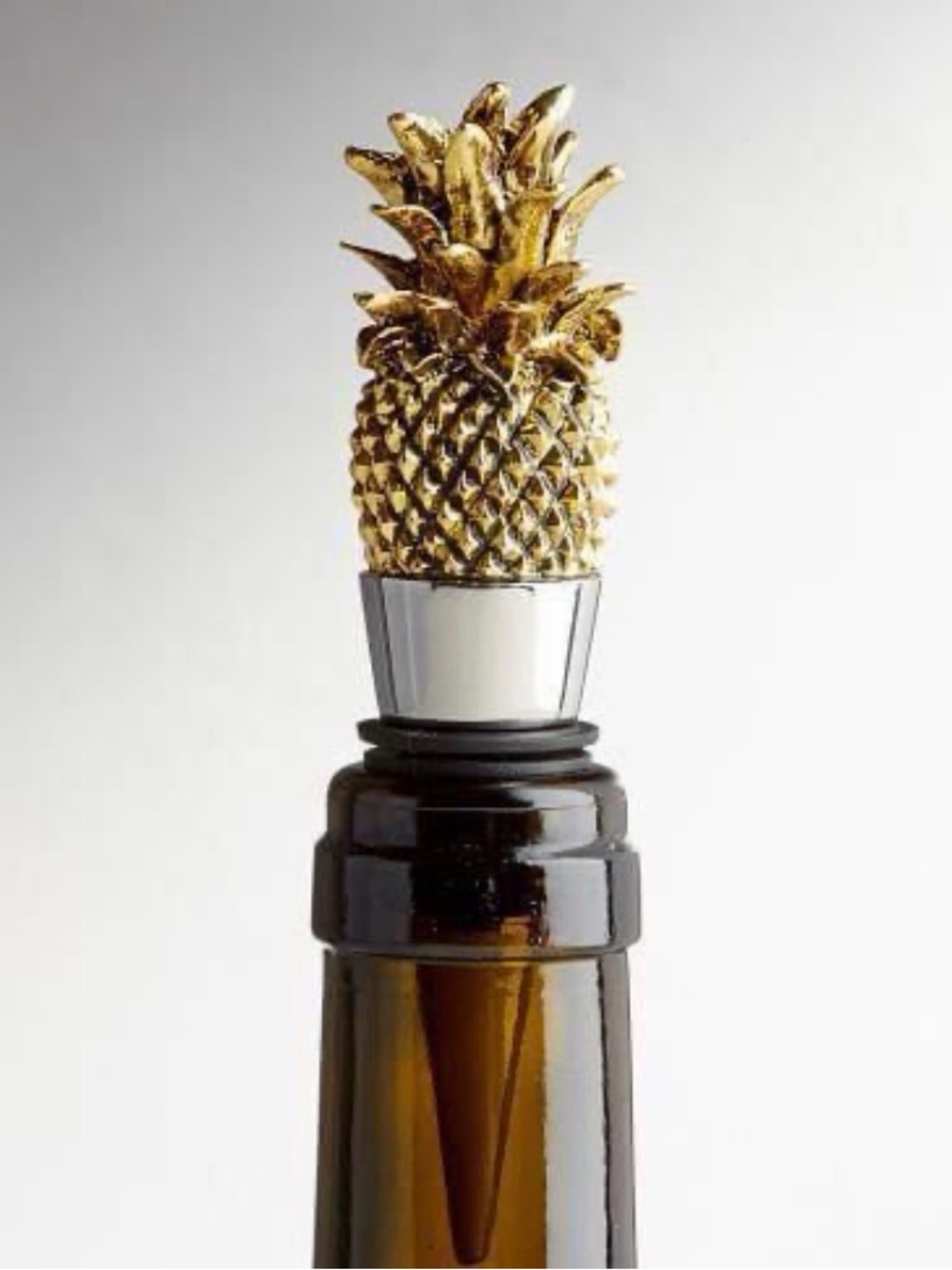 Rare POTTERY BARN Gold Pineapple Wine Bottle Stopper Metal New NWT RETIRED